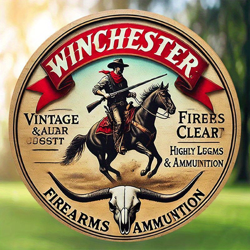 Outdoor Hunting House - Винтажная круглая металлическая табличка Winchester для